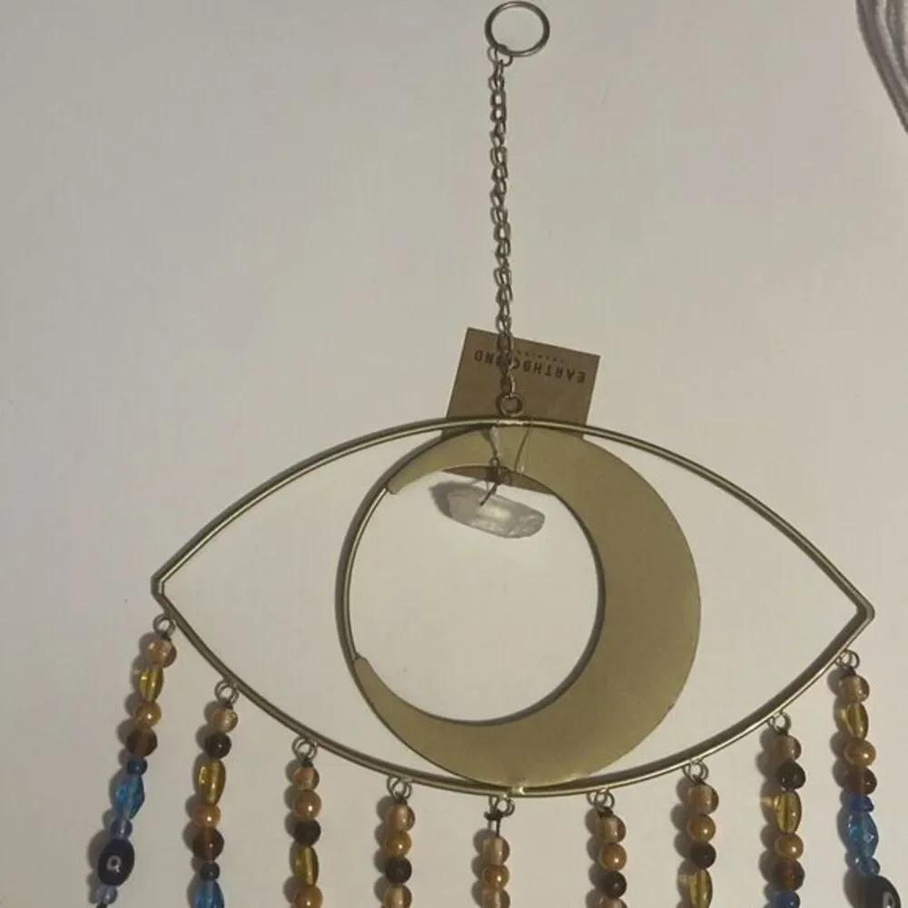 Earthbound Metal Eye Wall Hanger W Evil Eye Beads‎ And Crystal Quartz